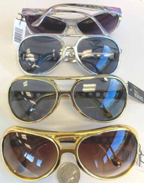 Gold & Silver Frame Elvis-Style Costume Sunglasses, 12 Pairs