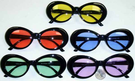 Black Clout Style Sunglasses with Coloured Lenses, 12 Pairs
