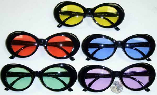 Black Clout Style Sunglasses with Coloured Lenses, 12 Pairs