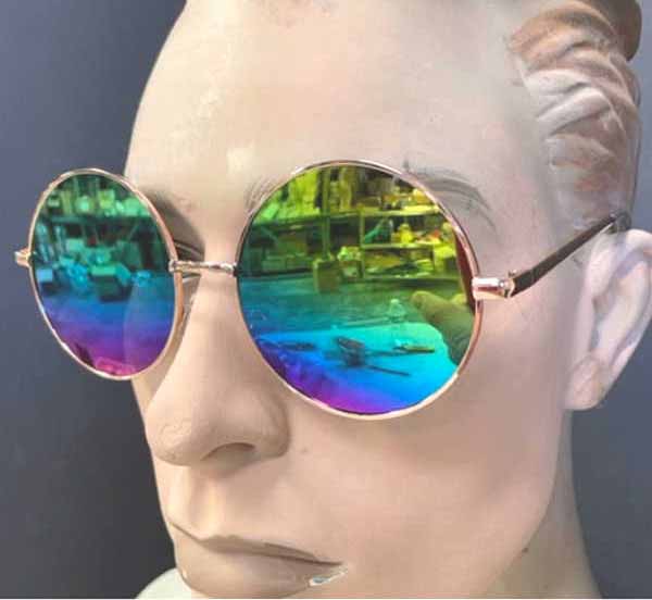 Rainbow Mirror Large Round Glasses, 12 Pairs