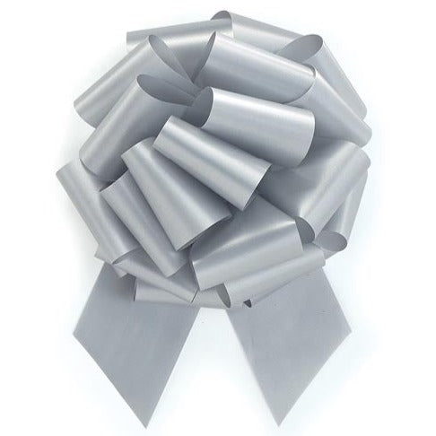 Silver Poly Pull Bows - 8 Inches