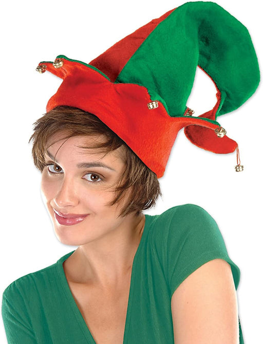 "Festive Felt Elf Hat With Bells (1/Pkg)"