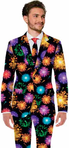 Suitmeister Men's Black Fireworks Suit, XX-Large