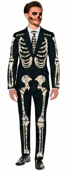 Suitmeister Men's Skeleton Grunge Black Suit, XX-Large