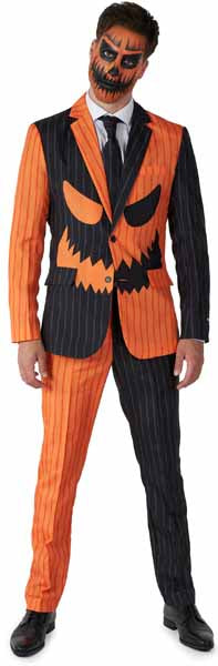 Suitmeister Men's Jack-O Pinstripe Black Suit, 2XL