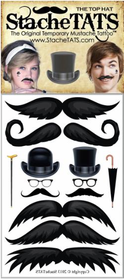 StacheTATS Top Hat Temporary Moustache Tattoos