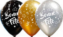 Bonne Fête All-Over Print 12-Inch Latex Balloons, 50 Count