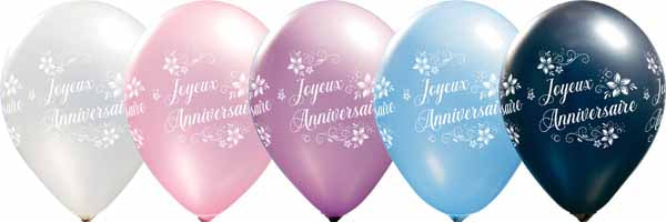 Joyeux Anniversaire 12" Latex Balloons, 50 Count