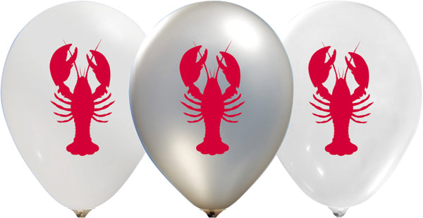 12-Inch Double-Sided Lobster Latex Balloons, 50 Pack