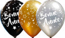 Bonne Année All-Over 12-Inch Latex Balloons, 50 Count