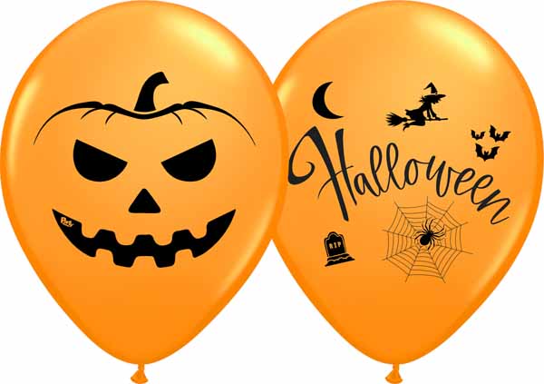 Orange Halloween & Pumpkin 12-Inch Latex Balloons, 50 Count