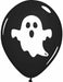 12-Inch Black Ghost Print Latex Balloons, 50 Count