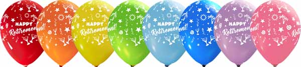 Happy Retirement 12-Inch Assorted Latex Balloons, 50 Count