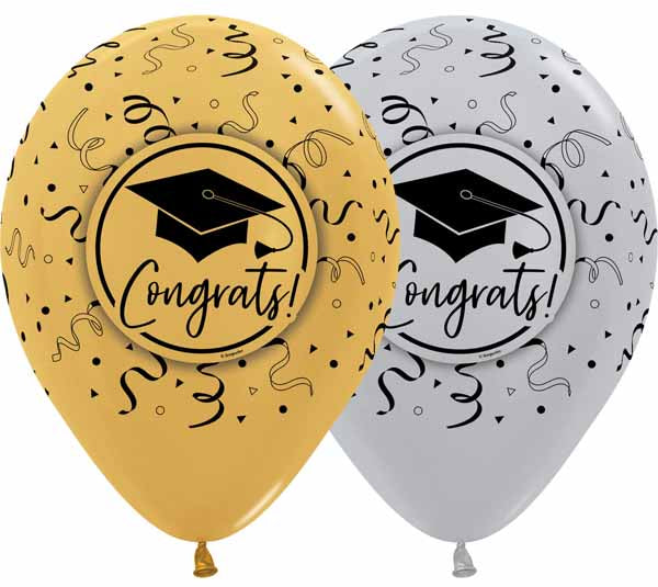 Sempertex 11-Inch Congrats Grad Latex Balloons, 50 Count