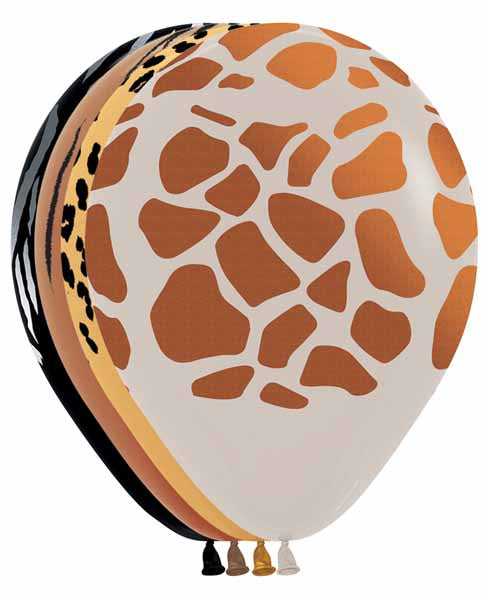 Sempertex Assorted Animal Print 11-Inch Latex Balloons, 50 Count