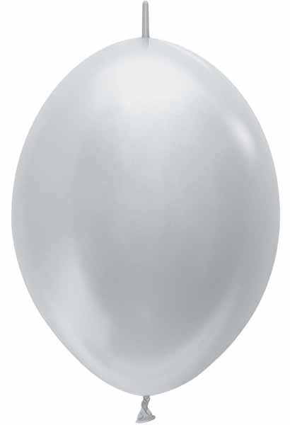 Sempertex Satin Silver 6-Inch Link-O-Loon Latex Balloons, 50 Pack