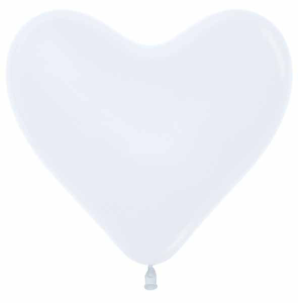 Sempertex White 6-Inch Heart Latex Balloons, 50 Count