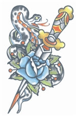Tinsley Transfers Vintage Snake & Dagger Temporary Tattoo
