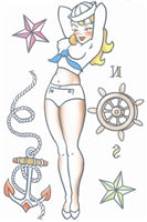 Sailor Girl Pin-Up Temporary Tattoo