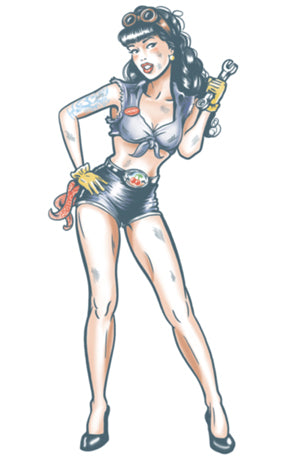 Tinsley Transfers Mechanic Pin Up Temporary Tattoo
