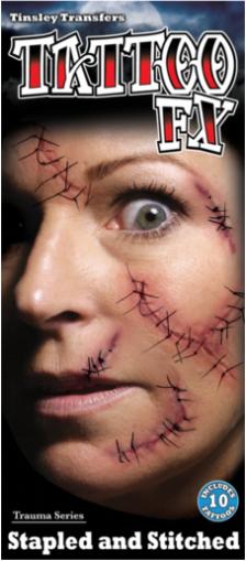 Tinsley Transfers Stitched & Stapled Trauma Temporary Tattoos