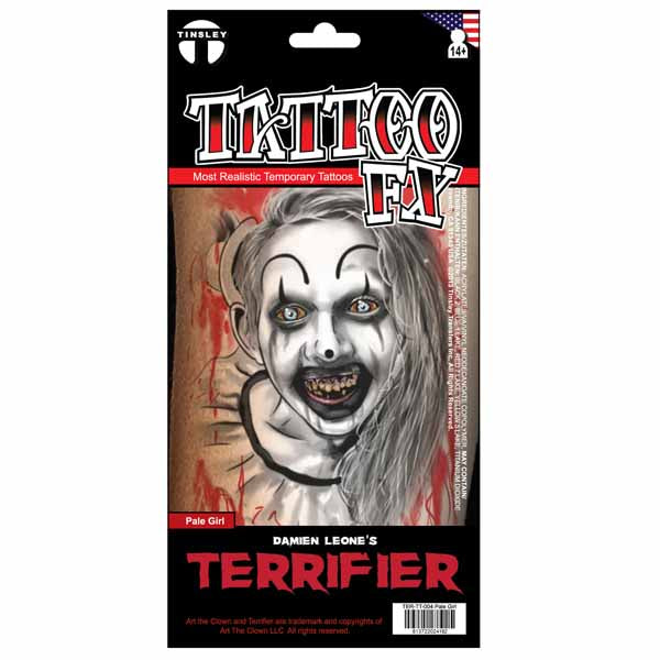 Tinsley Transfers Terrifier Pale Girl Temporary Tattoo FX