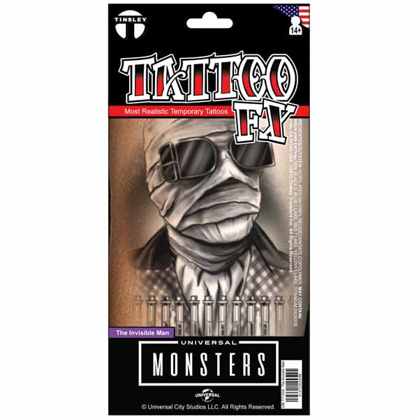 The Invisible Man Universal Monsters Temporary Tattoo FX