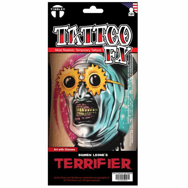 Art the Clown Sunflower Glasses Temporary Tattoo