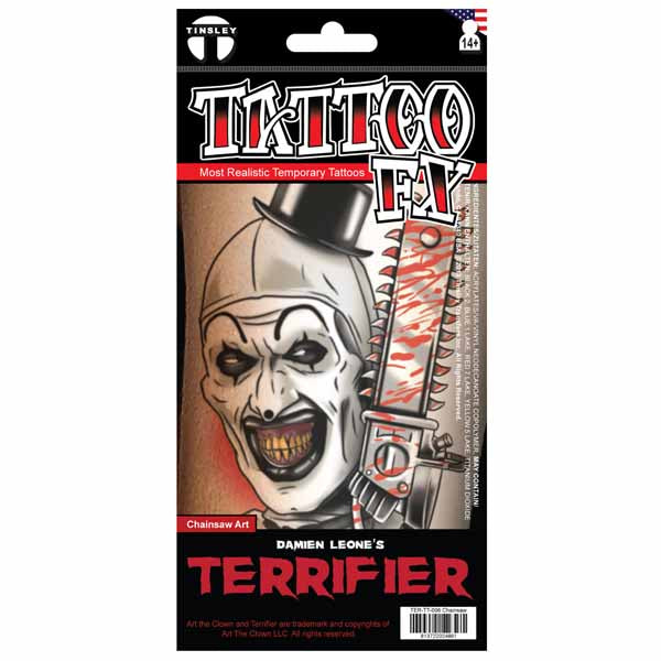 Terrifier Chainsaw Art Temporary Tattoo