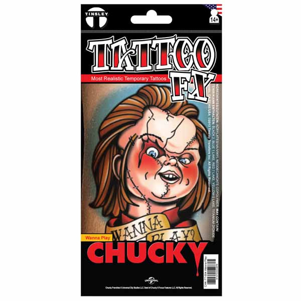 Chucky Wanna Play Tattoo FX Temporary Tattoo