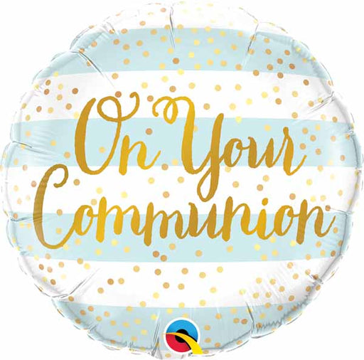 On Your Communion Blue 18" Round Foil Balloon