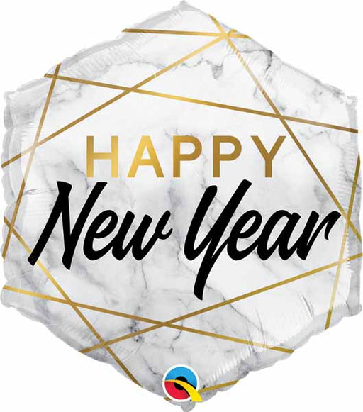 New Year Marble Rectangle Foil Balloon, 20 Inch