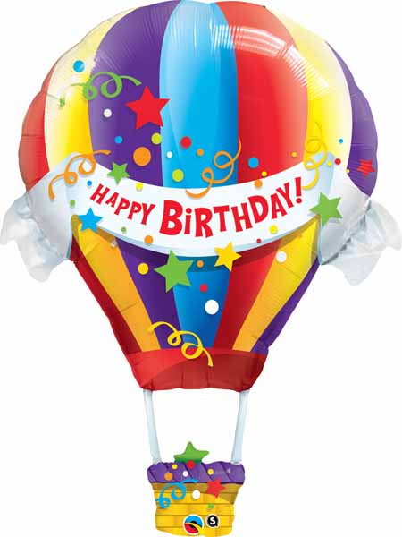 42-Inch Birthday Hot Air Balloon Shaped Foil Balloon