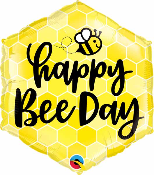 Happy Bee Day 20" Hexagon Foil Birthday Balloon