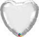 18-Inch Chrome Silver Heart Foil Balloon
