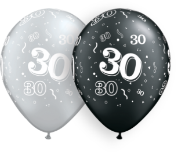 30 All-Around Print 11-Inch Latex Balloons, 50 Count