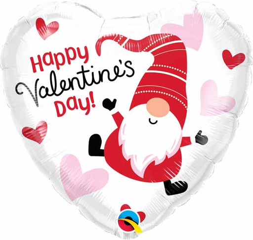 Happy Valentine's Day Gnome 18-Inch Heart Foil Balloon