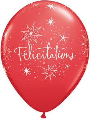 Félicitations Star Print 11-Inch Latex Balloons, 50 Pack