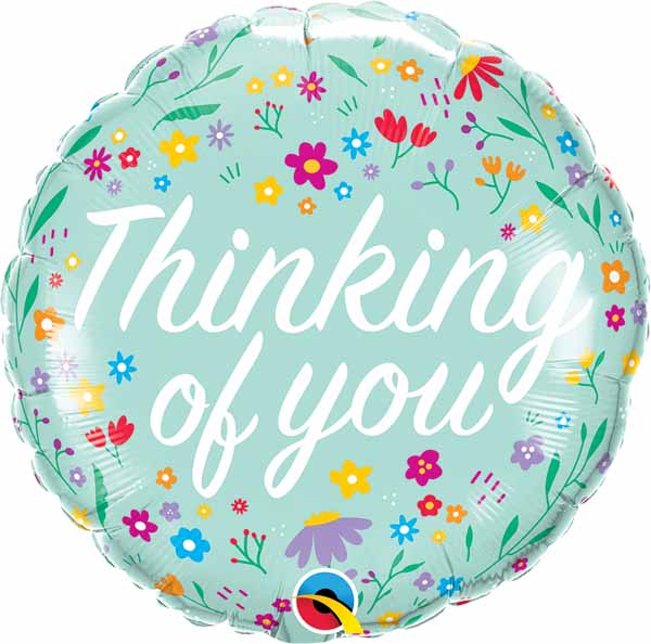 Thinking of You Petite Floral 18-Inch Round Foil Balloon