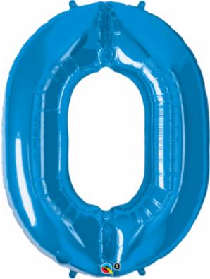 34-Inch Sapphire Blue Number 0 Balloon