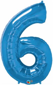 34-Inch Sapphire Blue Number 6 Balloon
