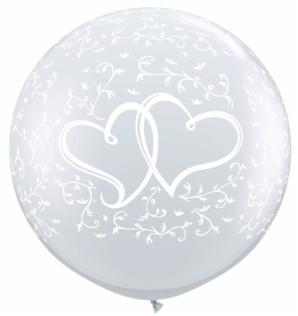 Entwined Hearts 36-Inch Clear Latex Balloons, 2 Pack