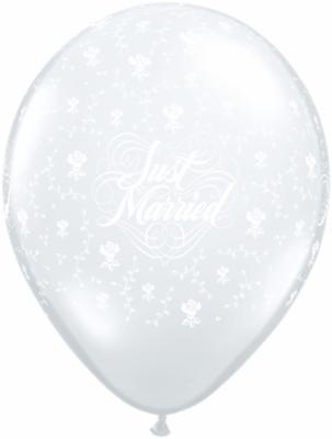 JUST MARRIED 11" TRANSPARENT 50/SACHET