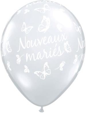 Nouveaux Mariés Butterfly 11-Inch Latex Balloons, 50 Count