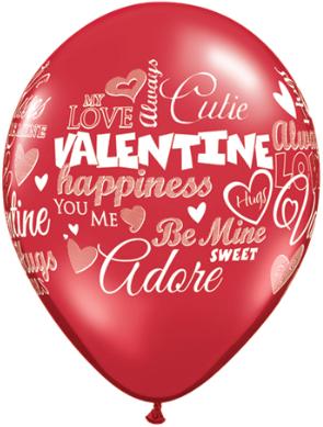 Sweet Valentine Messages 11-Inch Latex Balloons, 50 Count