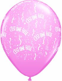 C'est une fille Pink 11-Inch Latex Balloons, 50 Count
