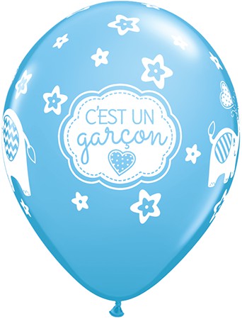 11-Inch C'est un Garçon Elephant Latex Balloons, 50 Count