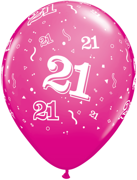 Number 21 All-Around Print 11-Inch Latex Balloons, 50 Pack