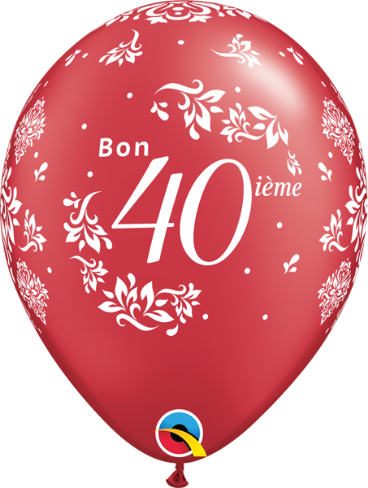 Bon 40e Anniversaire Damask 11" Latex Balloons, 50 Count