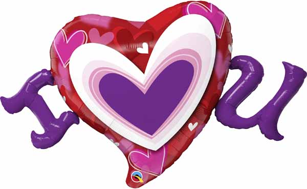 I Heart U Radiant Hearts 46" Foil Balloon
